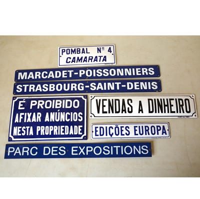 Lot 215 - Seven Original French enamel location signs, including 'Parc Des Expositions' etc.