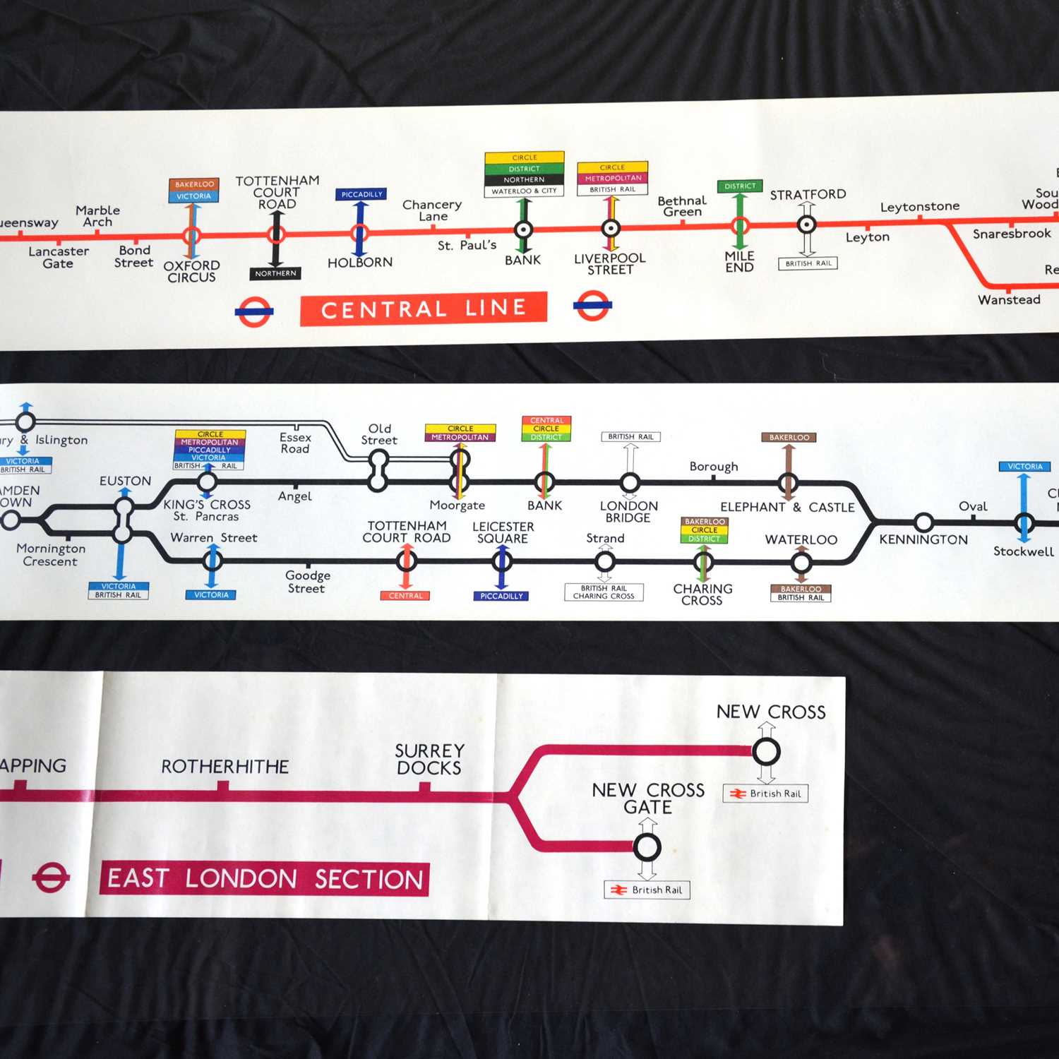 Lot 285 - Three London Underground carriage line route