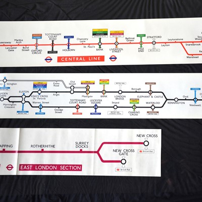 Lot 285 - Three London Underground carriage line route diagrams