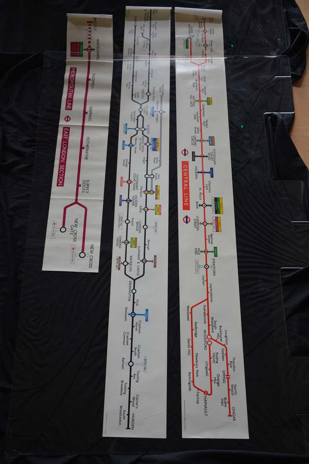 Lot 285 - Three London Underground carriage line route