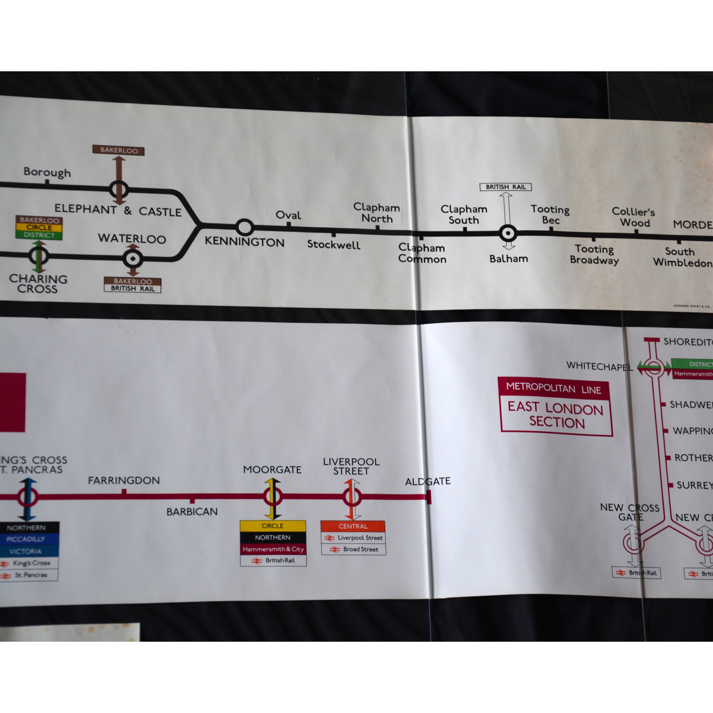 Lot 274 - Five London Underground carriage line route