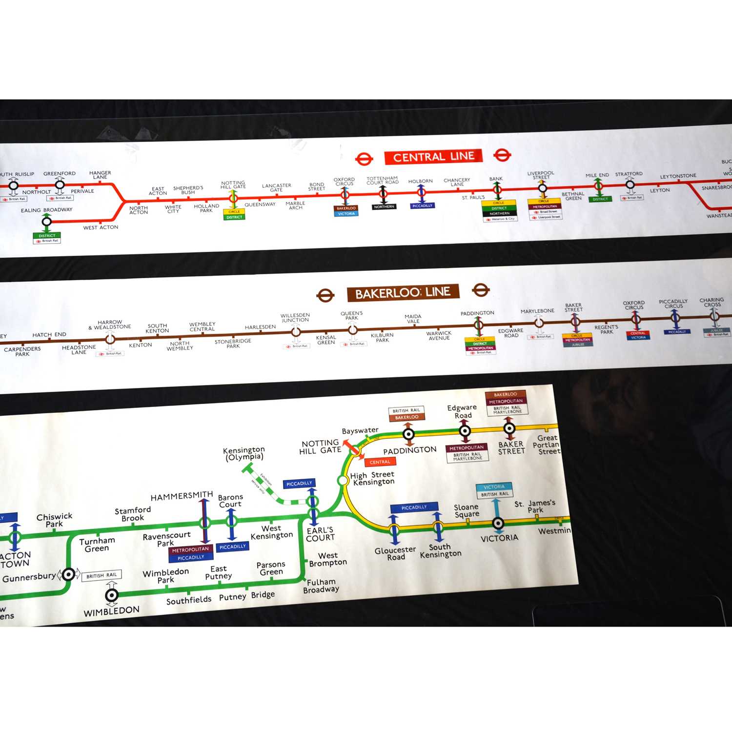 Lot 274 - Five London Underground carriage line route
