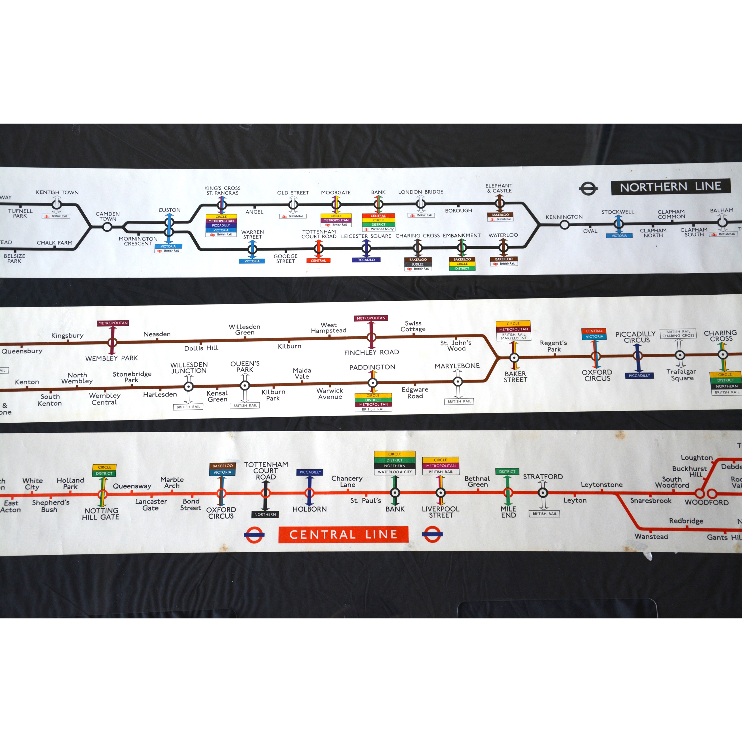 Lot 278 - Three London Underground carriage line route