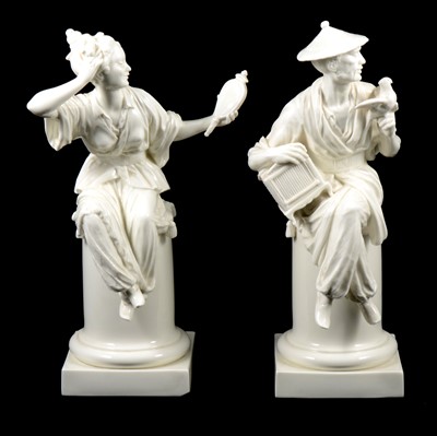Lot 78 - Two Royal Worcester blanc de chine figures by A Azori