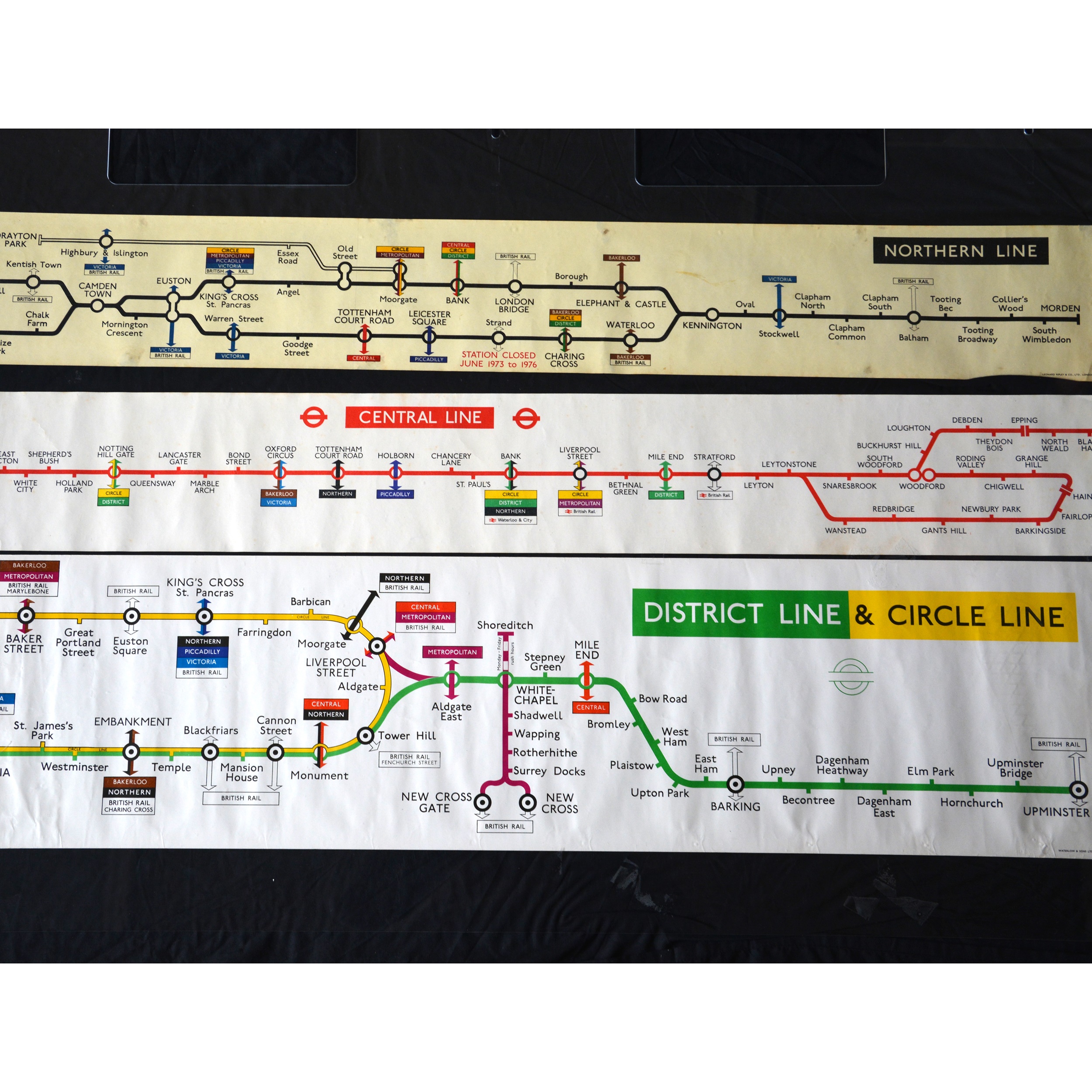 Lot 280 - Three London Underground carriage line route