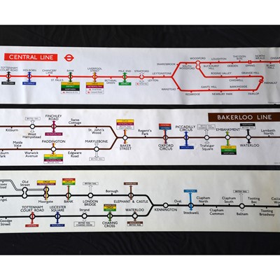 Lot 281 - Three London Underground carriage line route diagrams