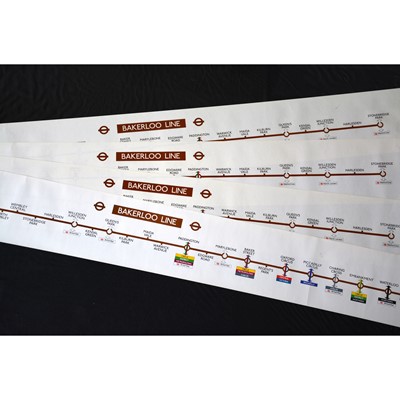 Lot 275 - Four London Underground carriage line ' Bakerloo' route diagrams