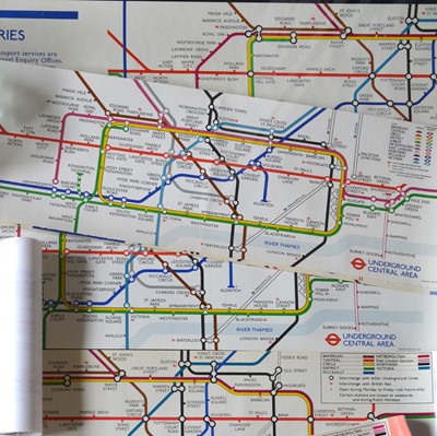 Lot 286 - Nine London Underground carriage line 'Central Area' route diagrams