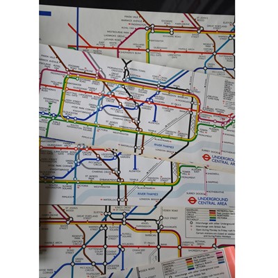 Lot 286 - Nine London Underground carriage line 'Central Area' route diagrams