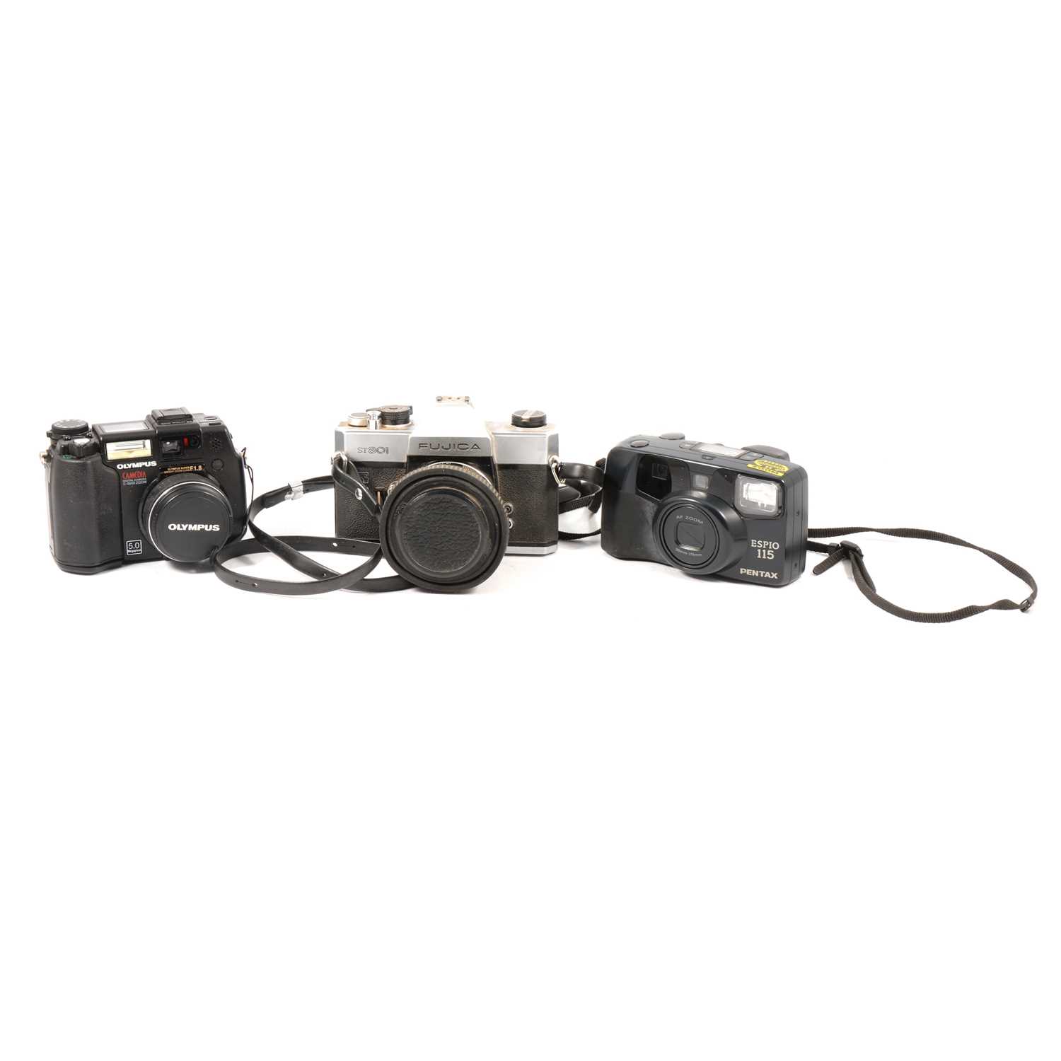 Lot 157 - Collection of vintage SLR and digital cameras, one box.