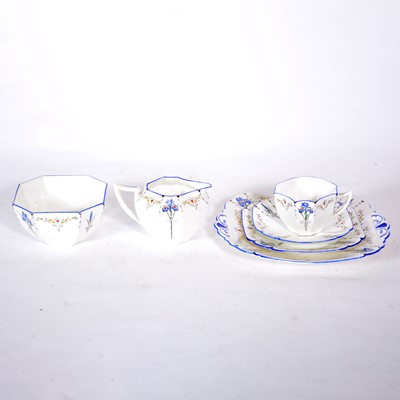 Lot 181 - Shelley Art Deco bone china tea set, Queen Anne shape, Iris pattern