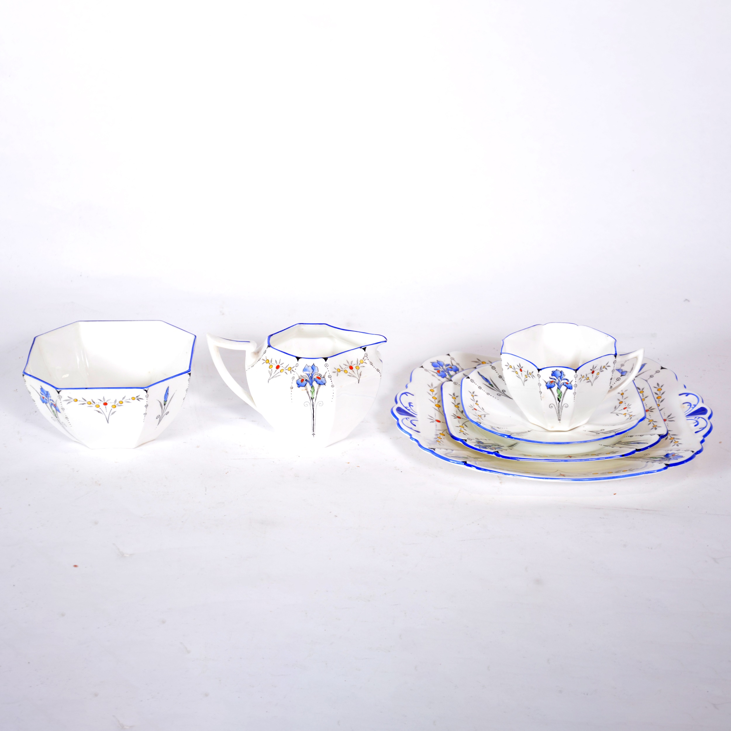 Lot 181 Shelley Art Deco bone china tea set, Queen