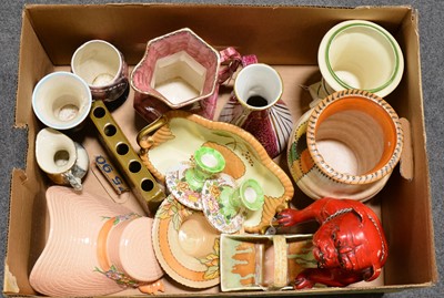 Lot 63 - Box of vintage ceramics including Crown Ducal, Crown Devon