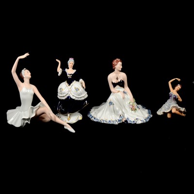 Lot 14 - Four Royal Dux porcelain dancer figurines, and two others