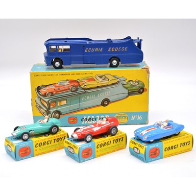 Lot 1096 - Corgi Toys die-cast model gift set no.16 Ecurie Ecosse racing car transporter, boxed