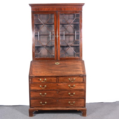 Lot 342 - George III mahogany bureau bookcase