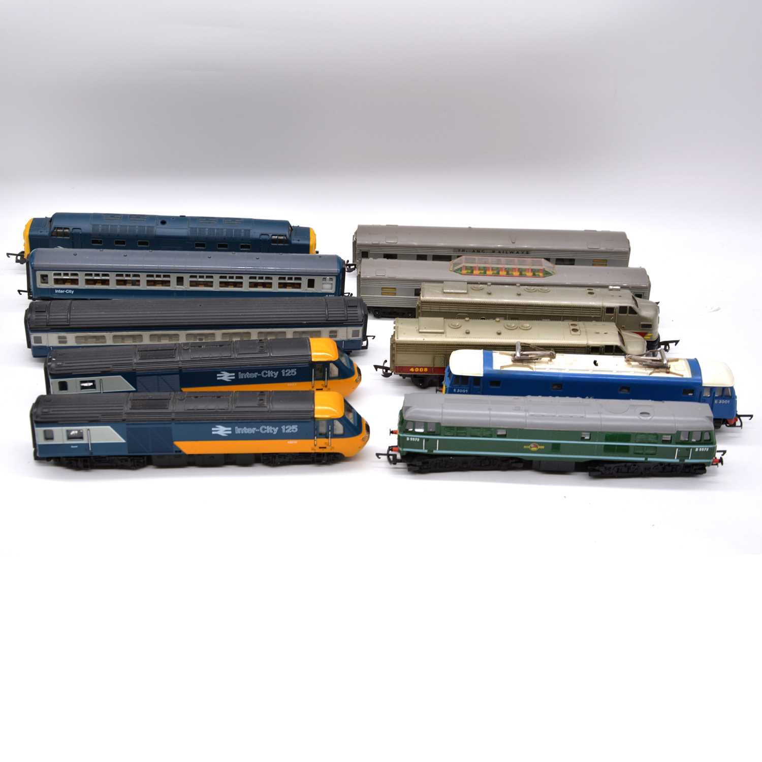 Lot 331 - Eleven Lima, Tri-ang and Hornby OO gauge model railway locomotives and passenger coaches, unboxed.