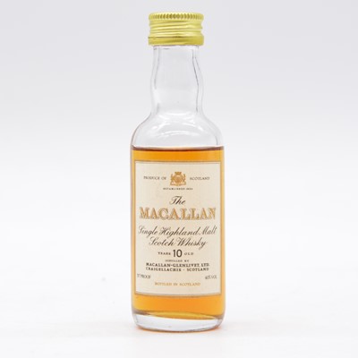 Lot 674 - Macallan, 10 year old, single Speyside malt whisky miniature, 1980s bottling