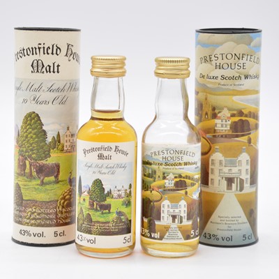 Lot 636 - Prestonfield House, two single Islay malt whisky miniatures, 1980s