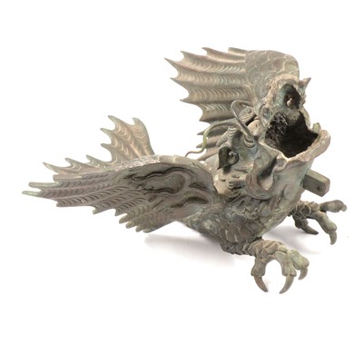 Lot 112 - Chinese cast bronze mythical winged dragon