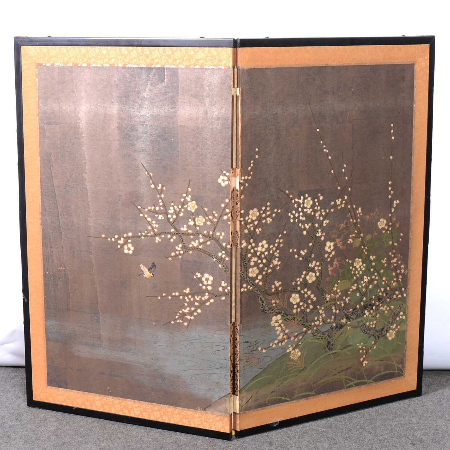 Two Panel Asian Screen Lot 272 - Japanese two panel screen,