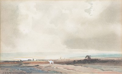 Lot 283 - J McEwan Brown, Landscape with a white horse