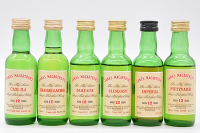 Lot 653 - Six assorted single cask malt whisky miniature bottlings, James MacArthur