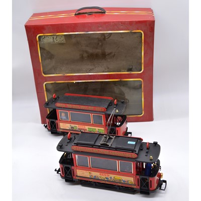 Lot 110 - LGB G scale model railway, twin car trolley tram set, anniversary edition '1968-1988'