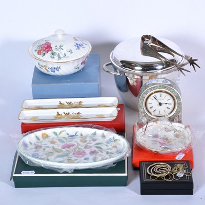 Lot 60 - Wedgwood bone china mantel clock, and other boxed decorative china