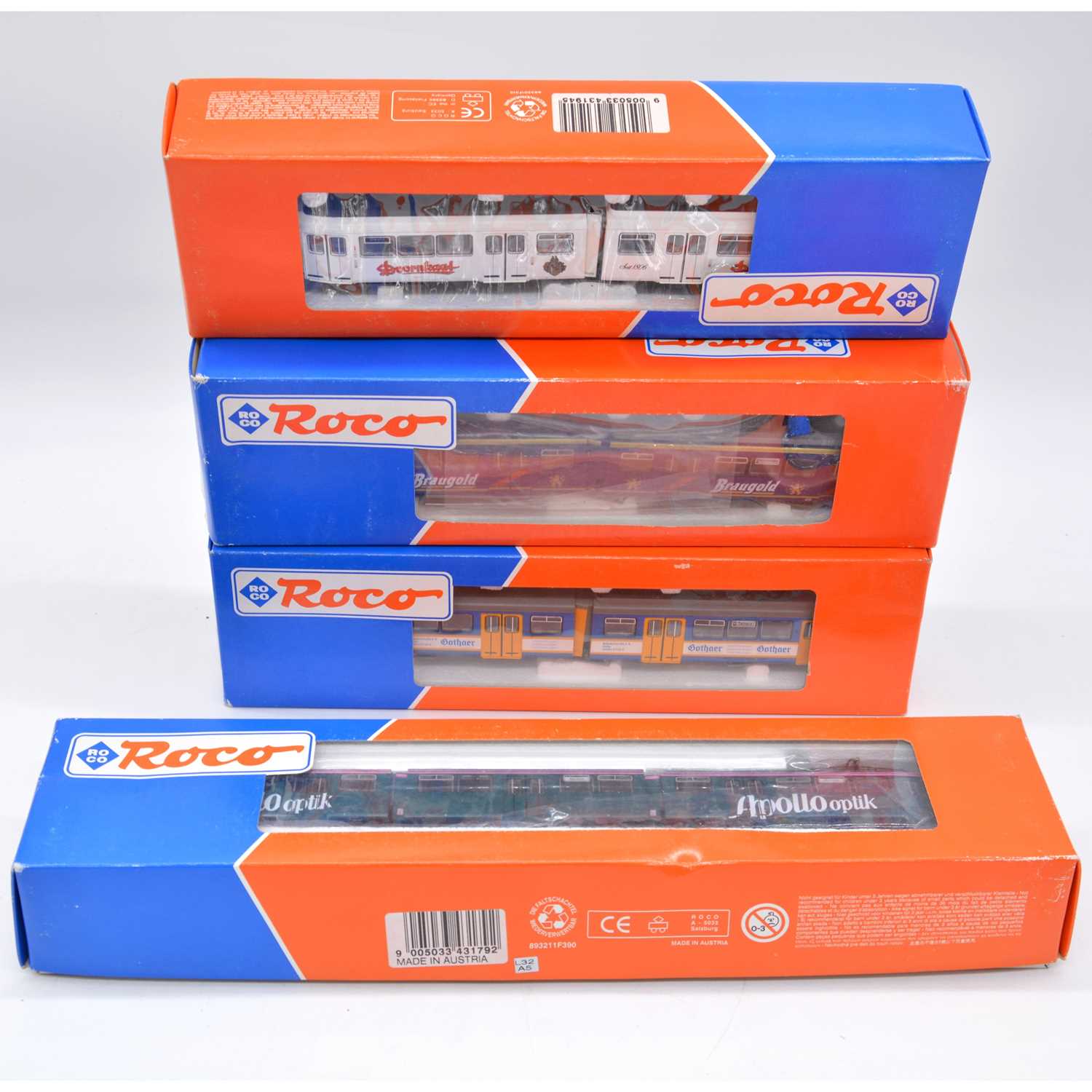 Lot 408 Four Roco HO Gauge Model Railway Trams lot-408-four-roco-ho-gauge-model-railway-trams