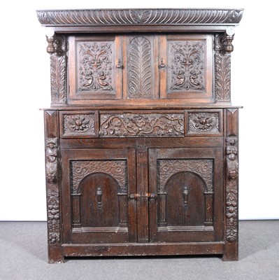 Lot 636 - Joined oak court cupboard, 18th Century and later