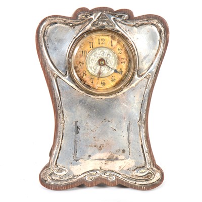 Lot 117 - Silver-faced English Art Nouveau strut mantel clock, Birmingham 1908