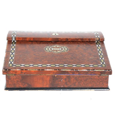 Lot 157 - Victorian burr walnut and inlaid writing slope