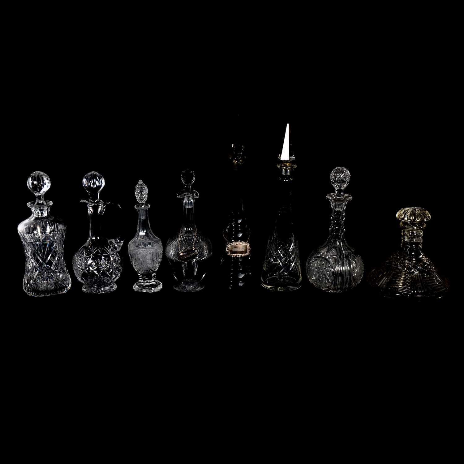 Lot 58 - Elfverson cut glass decanter, other decanters