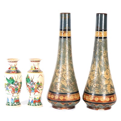 Lot 49 - Pair of large Doulton Slater's Patent stoneware vases and a pair of Chinese vases