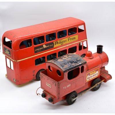 Lot 1042 - Tri-ang Double-decker bus and Puff-puff train