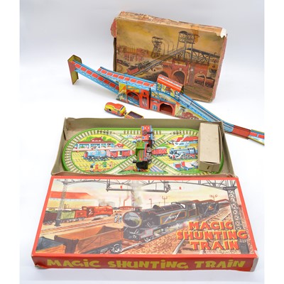 Lot 1032 - Two tin-plate train toys Technofix and Magic Shunting train