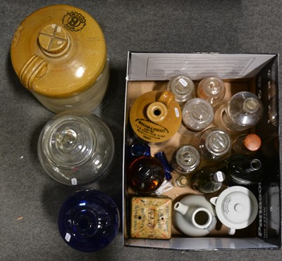 Lot 61 - A collection of glass and pottery apothecary jars and pots
