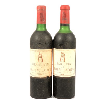Lot 530 - 1969 Grand vin de Chateau Latour, Pauillac, premier grand cru classe - 2 bottles