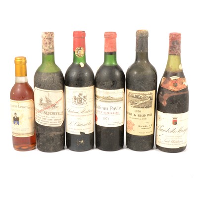 Lot 517 - Five bottles of assorted French vintage red wine, and a half bottle of Sauternes