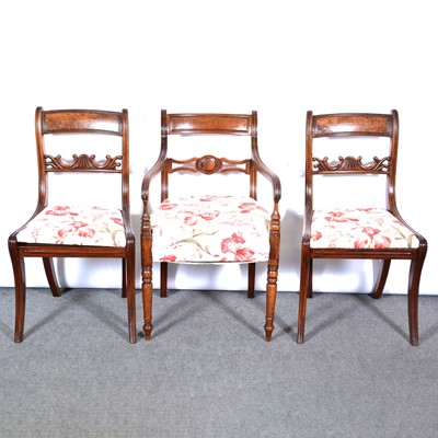 Lot 239 - Set of four George IV mahogany bar-back dining chairs and a similar elbow chair