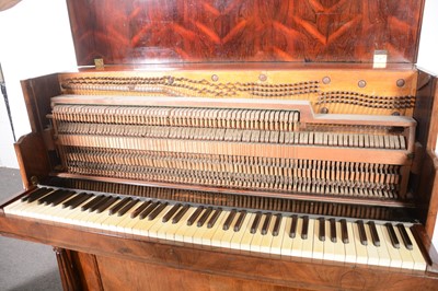 Lot 353 - Victorian walnut ship's piano, J B Cramer & Co., number 65600