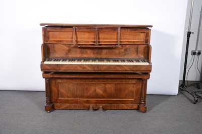 Lot 353 - Victorian walnut ship's piano, J B Cramer & Co., number 65600