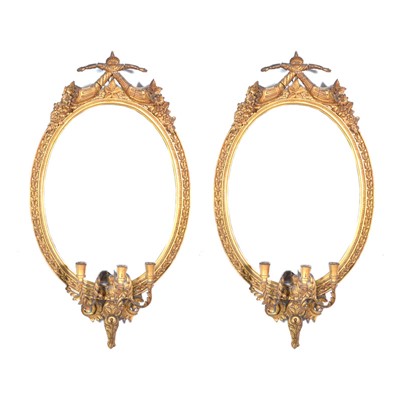 Lot 251 - Pair of Victorian gilt gesso girandoles