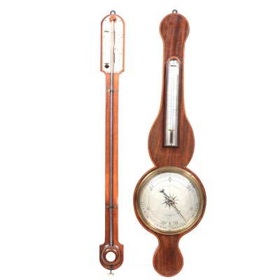 Lot 490 - Victorian mahogany banjo barometer and a stick barometer