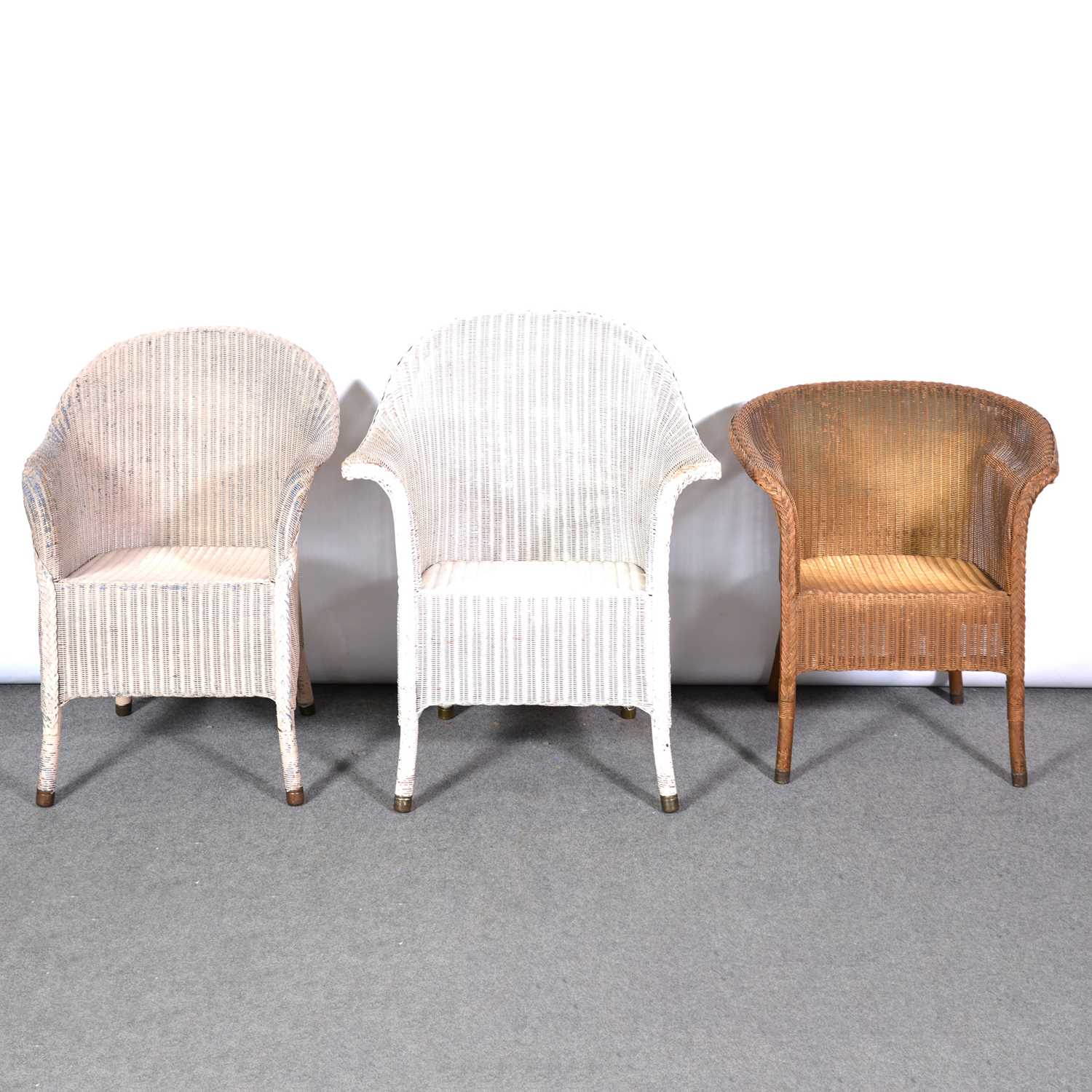 Lot 589 - Three Lloyd Loom bedroom chairs.