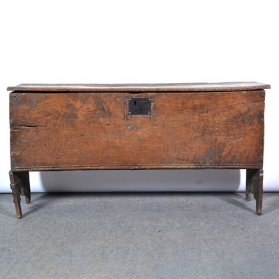 Lot 587 - Joined oak coffer, six plank construction