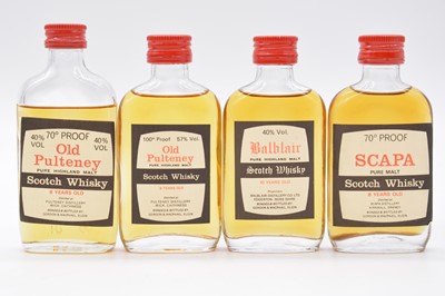 Lot 197 - Seven flat bottle whisky miniatures including Royal Wedding commemorative bottlings