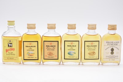 Lot 612 - Twelve assorted whisky miniatures, flat bottles, 1970s-1980s