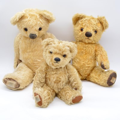 Lot 1013 - Three Chad Valley mohair teddy bears